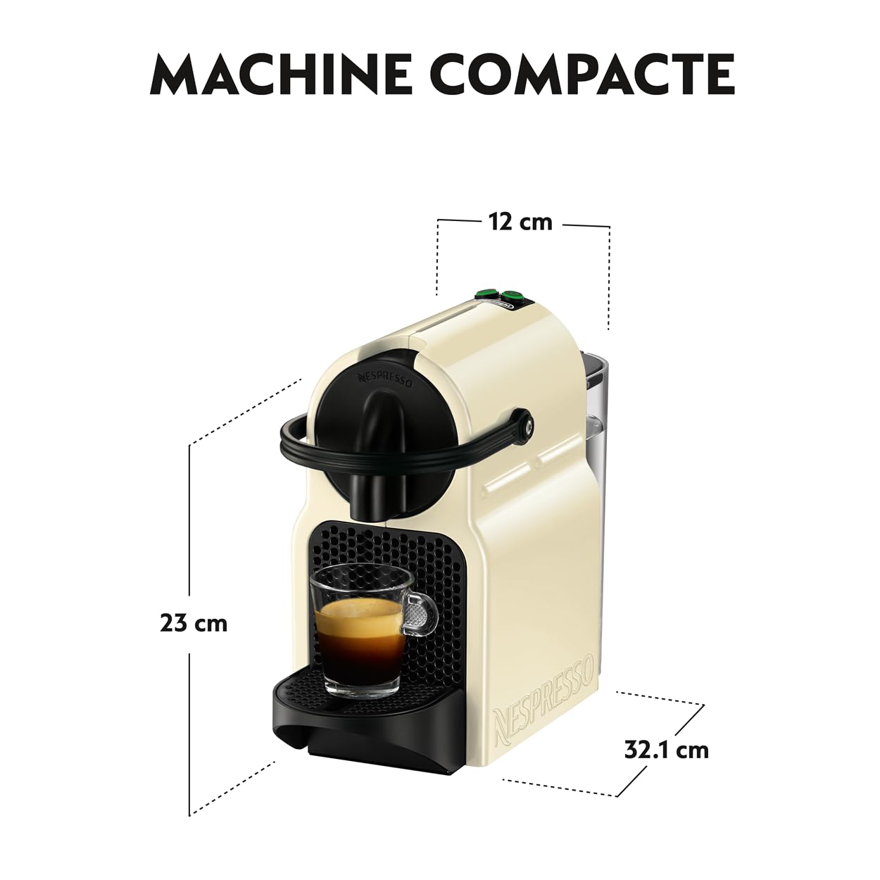Nespresso Inissia Crème Vanille EN80.CW + Kit de Bienvenue – 19 Bars, Design Compact