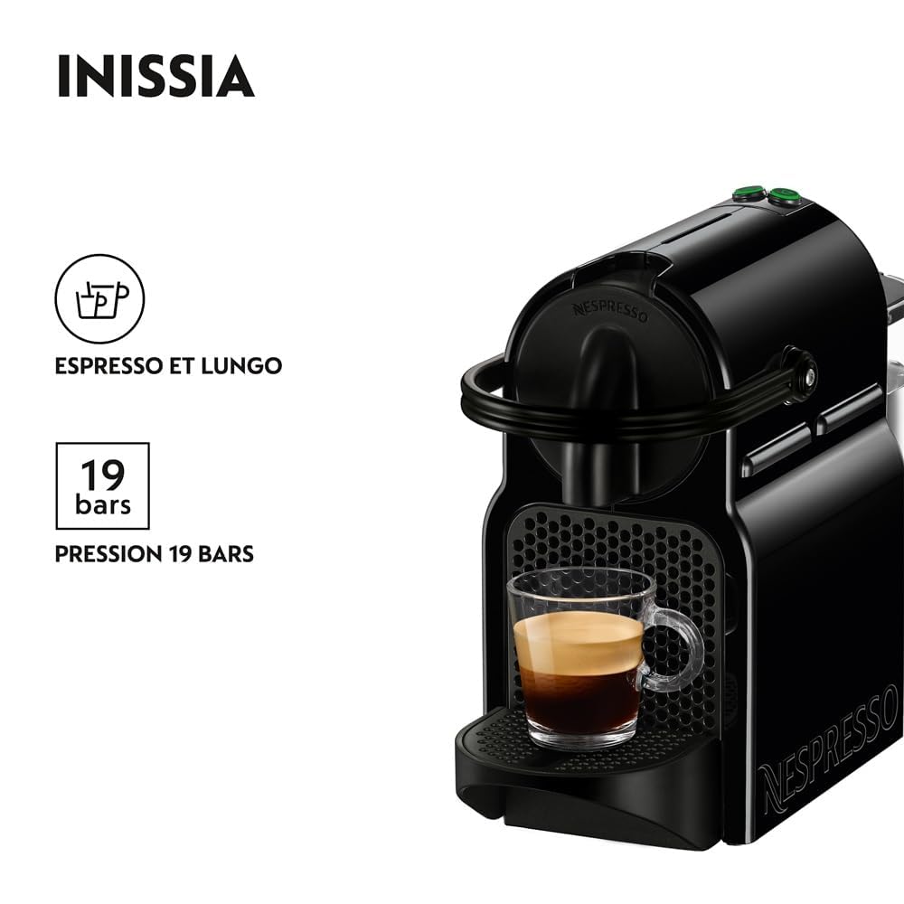 Nespresso Inissia Noir EN80.B + Kit de Bienvenue – 19 Bars, Espresso & Lungo