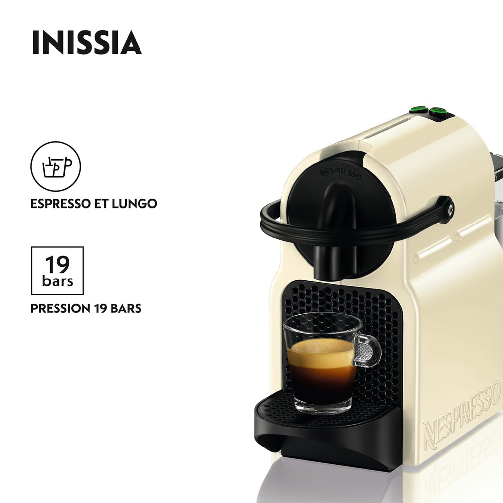 Nespresso Inissia Crème Vanille EN80.CW + Kit de Bienvenue – 19 Bars, Design Compact